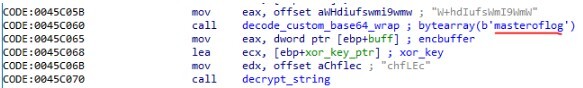Decrypted version of the string “masteroflog”