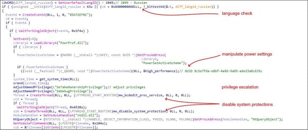 Figure 10. Mallox checks the systems language ID before proceeding with its operations.