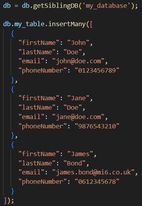 Figure 11. The mongodb-init.js file is used to upload the sample data to the MongoDB service