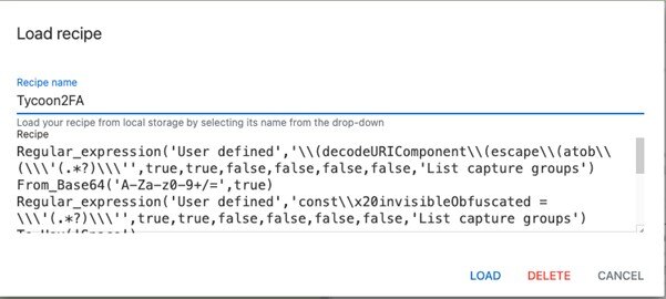 Figure 11. To use the recipe, Click on Load Recipe, and copy-paste the Recipe to the Recipe Form
