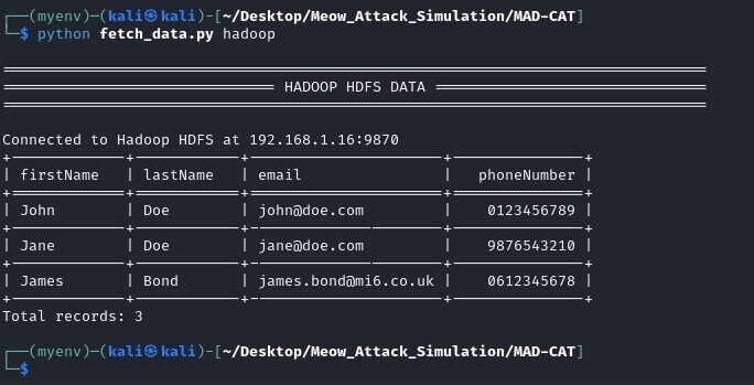 Figure 21. Fetched initial Hadoop data values