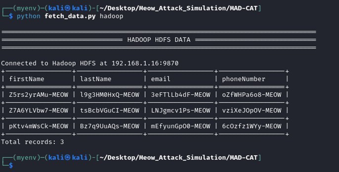 Figure 23. Fetched post-attack Hadoop data values