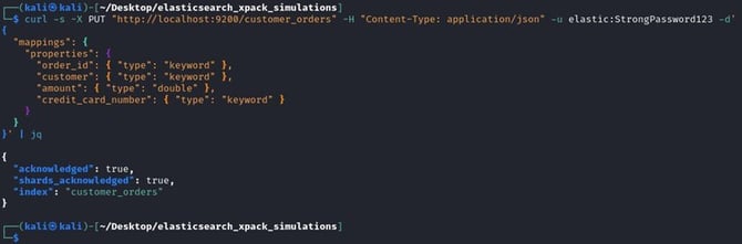 Figure 25. Sample index and index mapping creation (`customer_orders`)