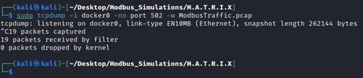 Figure 26 Stop the `tcpdump` Modbus traffic sniffing command