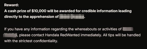 Figure 3. Handala’s statement promising a reward for information on one of the featured specialists on its post