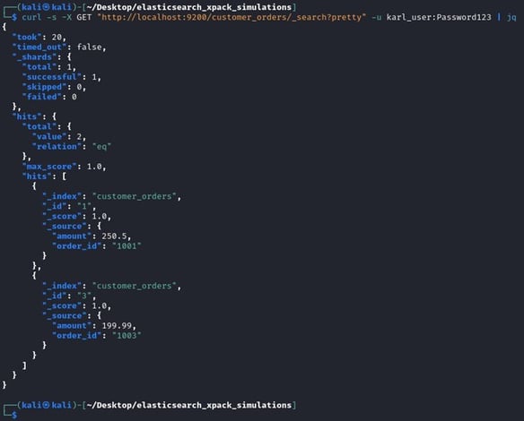 Figure 31. DLS and FLS permissions confirmation with `karl_user` (`customer_role`)