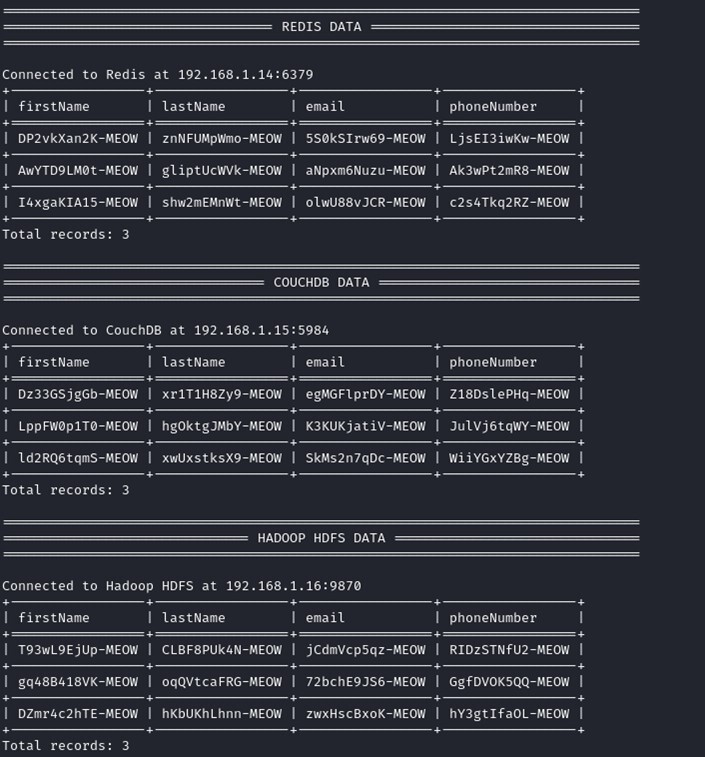 Figure 31. Fetched post-attack data values of all six database targets part 2 of 3