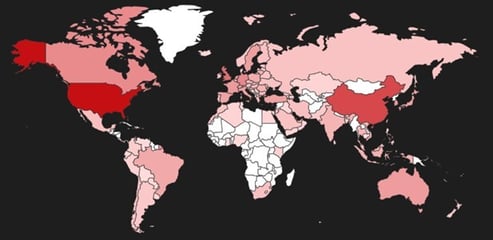 Figure 38 Shodan heat map output for `port502` query