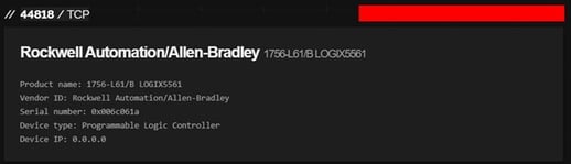 Figure 46 Honeypot port 44818 banner output