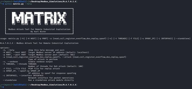 Figure 7 The MATRIX CLI help message output