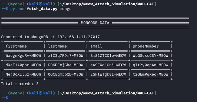 Figure 8. Fetched post-attack MongoDB data values