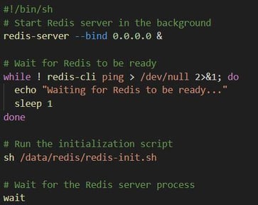 Figure 15. The 'redis-entrypoint.sh' file is used to facilitate the upload of the sample data to the Redis service