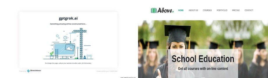 Figure 1. Screenshots of gptgrok[.]ai (left) and anhemvn6[.]com (right) when sites were still active