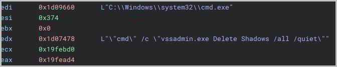 Figure 9 deletion of volume shadow copies